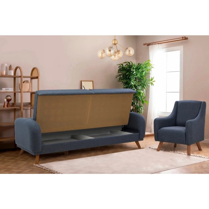 Conjunto sofá cama sillón Hera Azul Oscuro