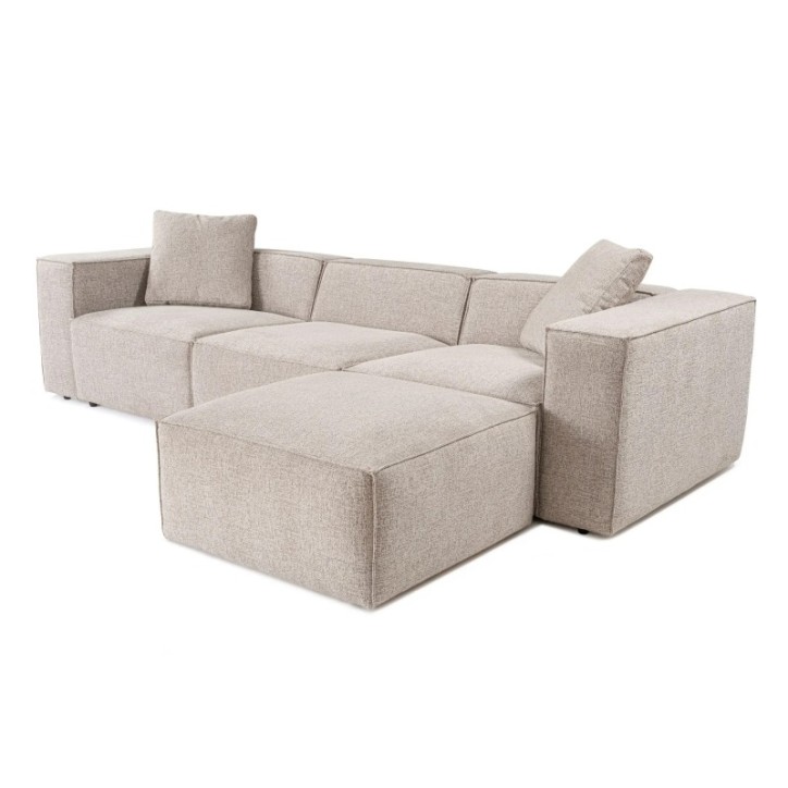 Sofá esquinero Lora (L1-O1-1R-POUFFE ) Moca