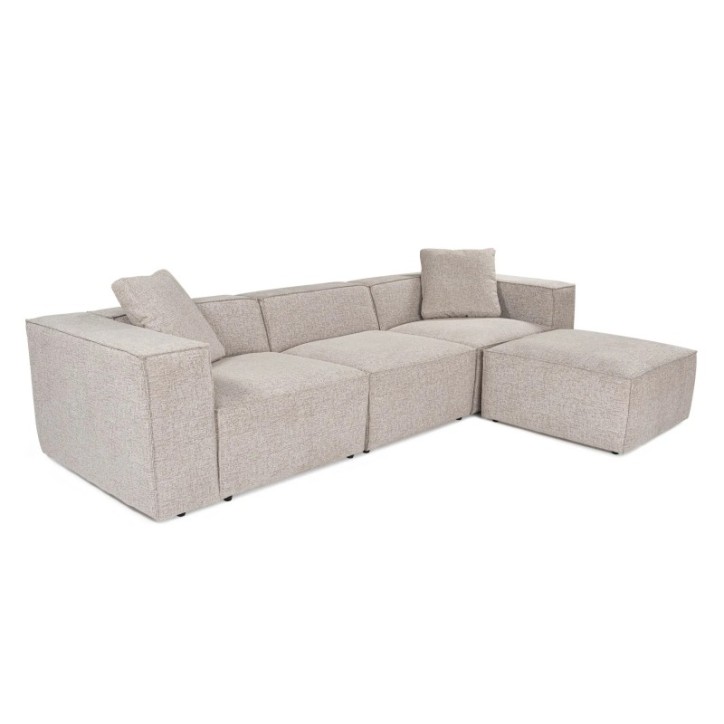 Sofá esquinero Lora (L1-O1-1R-POUFFE ) Moca