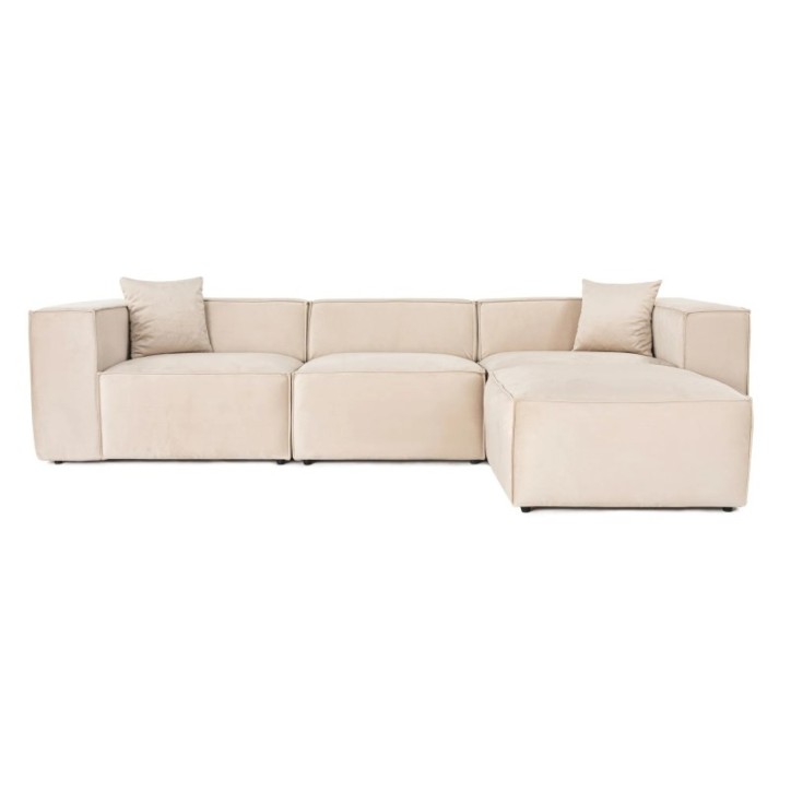 Sofá esquinero Lora (L1-O1-1R-POUFFE ) Crema