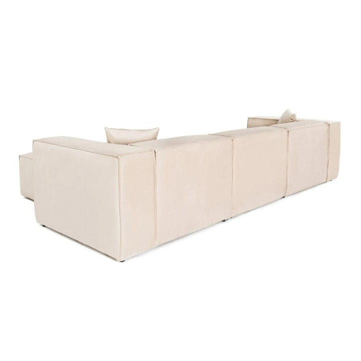 Sofá esquinero Lora (L1-O1-1R-POUFFE ) Crema