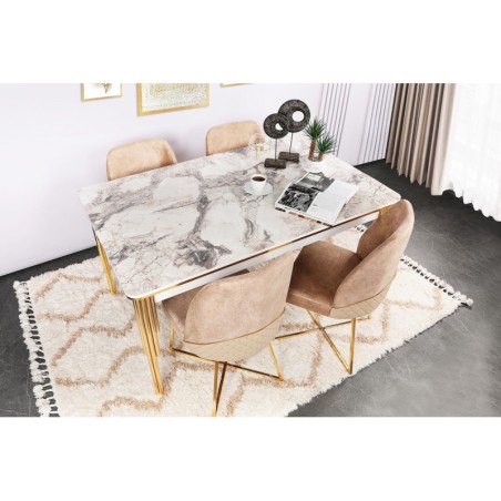 Mesa de comedor extensible Damla 1102 blanco oro