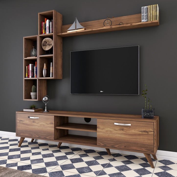 Mueble TV con estante M16-262 nogal