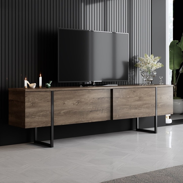 Mueble TV Luxe negro nogal