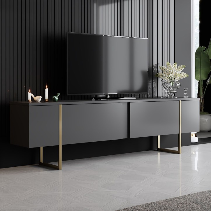 Mueble TV Luxe dorado antracita