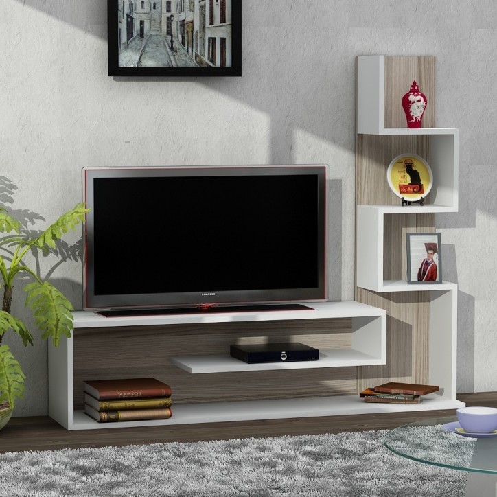 Mueble TV con estante Metehan córdoba blanco