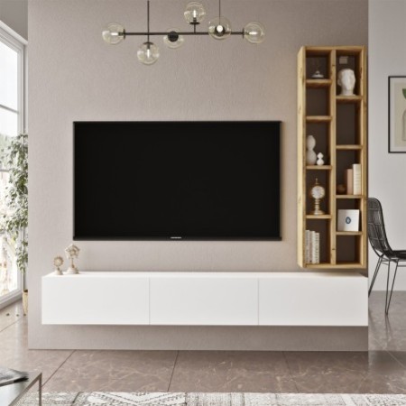 Mueble TV con estante LV9-WK roble blanco - 921YRD1117