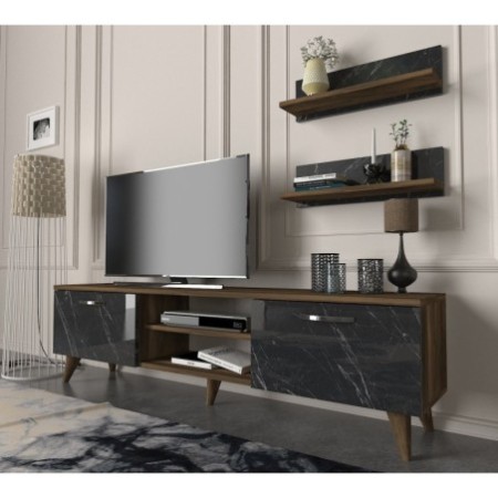 Mueble TV con estante Ayden mármol nogal - 804TRH3046