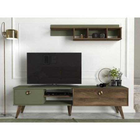 Mueble TV con estante Heron verde nogal - 804TRH3043