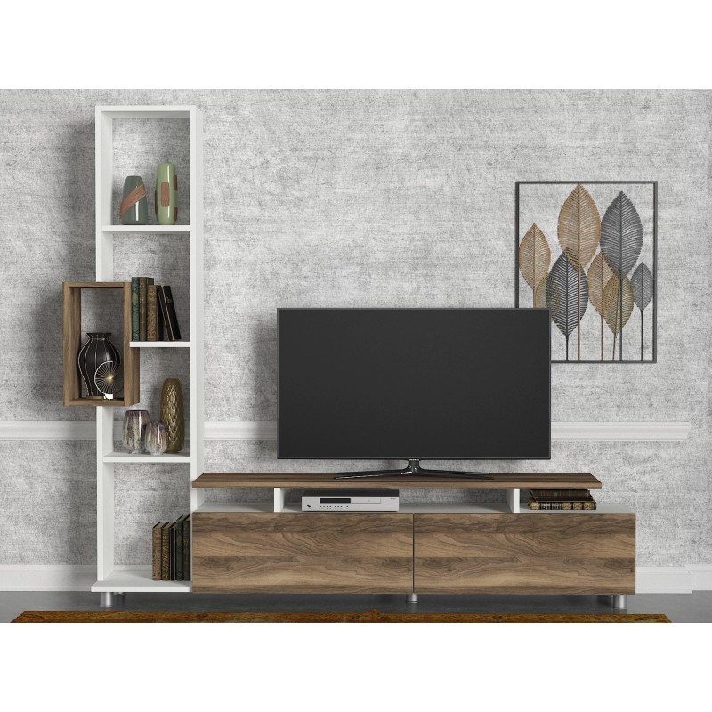 Mueble TV con estante Tulip nogal blanco - 745DCD3012