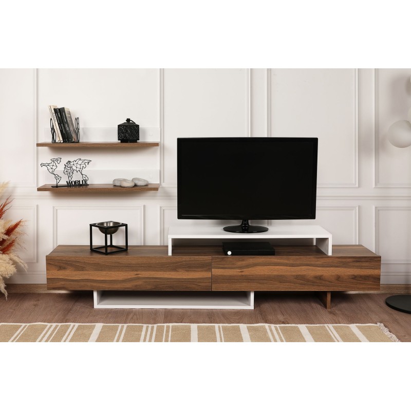 Mueble TV con estante Nirvana teca blanco - 756FRN3042