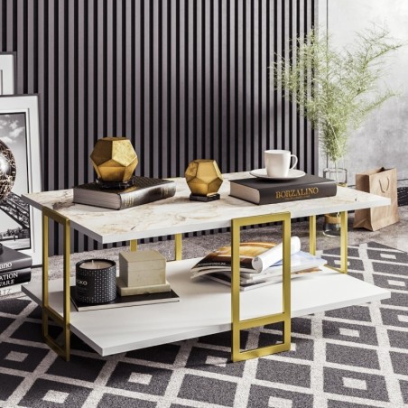 Mesa de centro Polka blanco oro