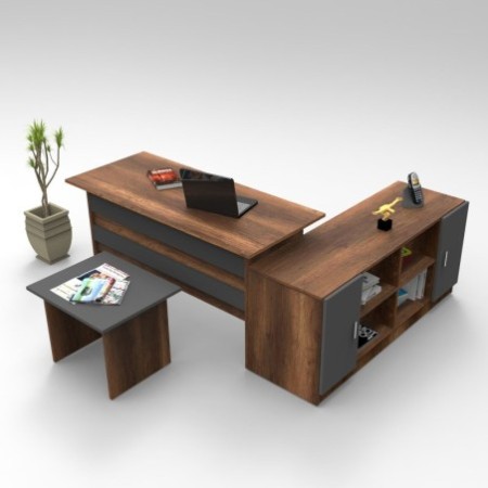 Conjunto de muebles de oficina VO10 BA antracita nogal - 956LCS2107
