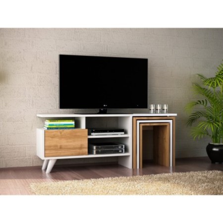 Mueble TV con estante Nature nogal blanco - 756FRN3009