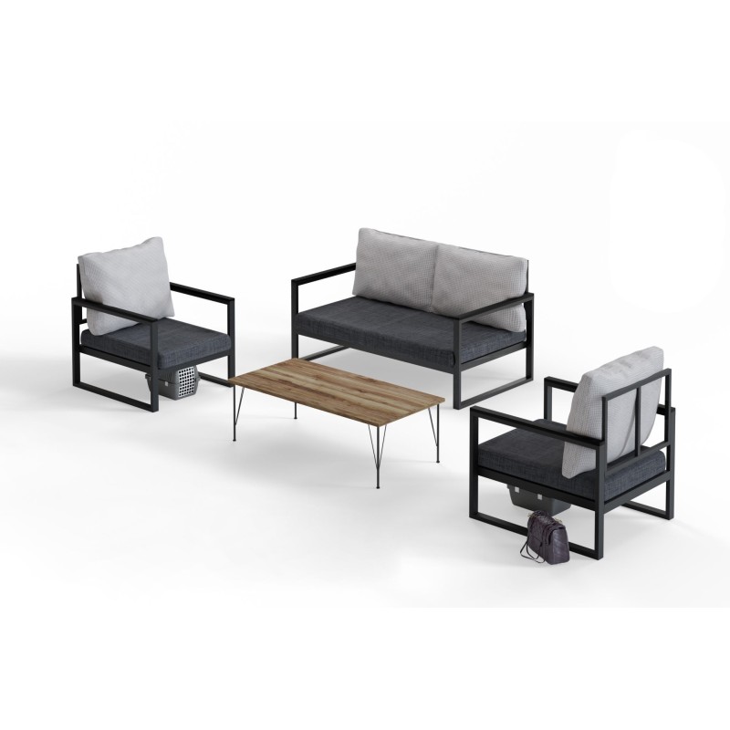 Conjunto de muebles de jardín MTLKNP003 gris negro - 203DRG1503