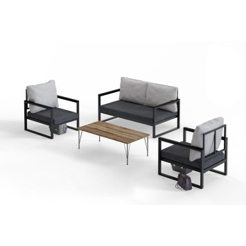 Conjunto de muebles de jardín MTLKNP003 gris negro - 203DRG1503