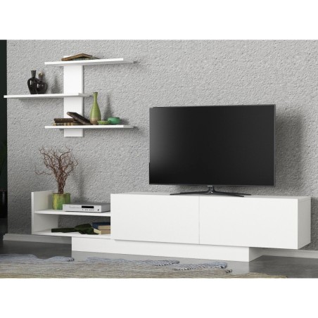 Mueble TV con estante Egemen blanco - 745DCD3033