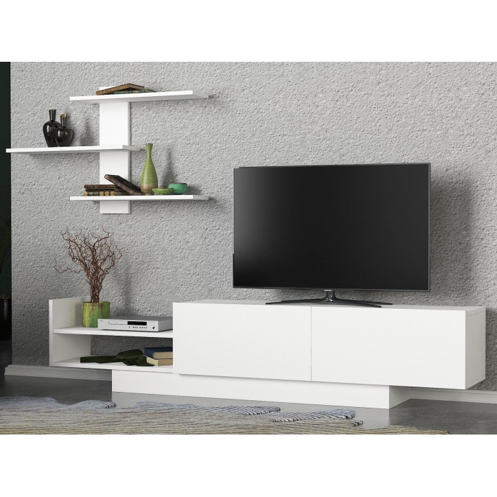 Mueble TV con estante Egemen blanco