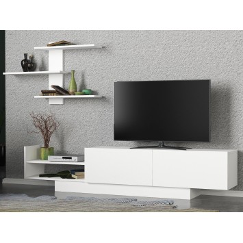 Mueble TV con estante Egemen blanco - 745DCD3033