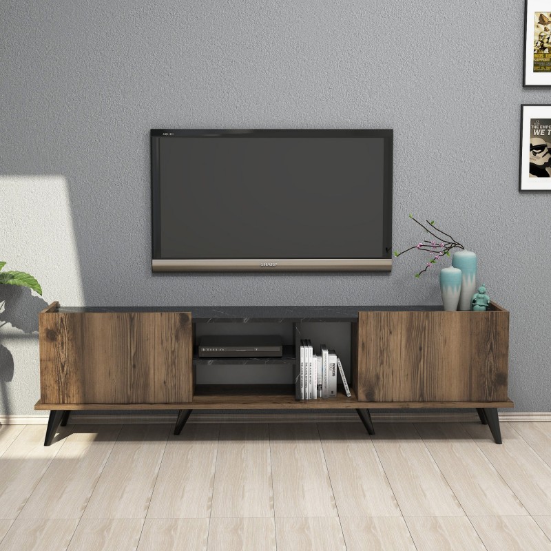 Mueble TV Elegante 1330 negro nogal - 389MZA1109