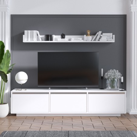 Mueble TV con estante Prag blanco