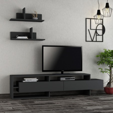 Mueble TV con estante Gara antracita