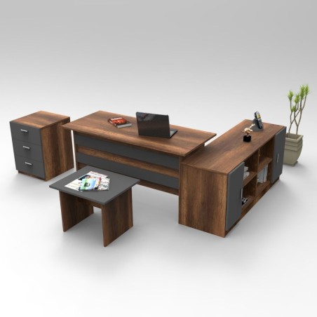 Conjunto de muebles de oficina VO13-BA antracita nogal