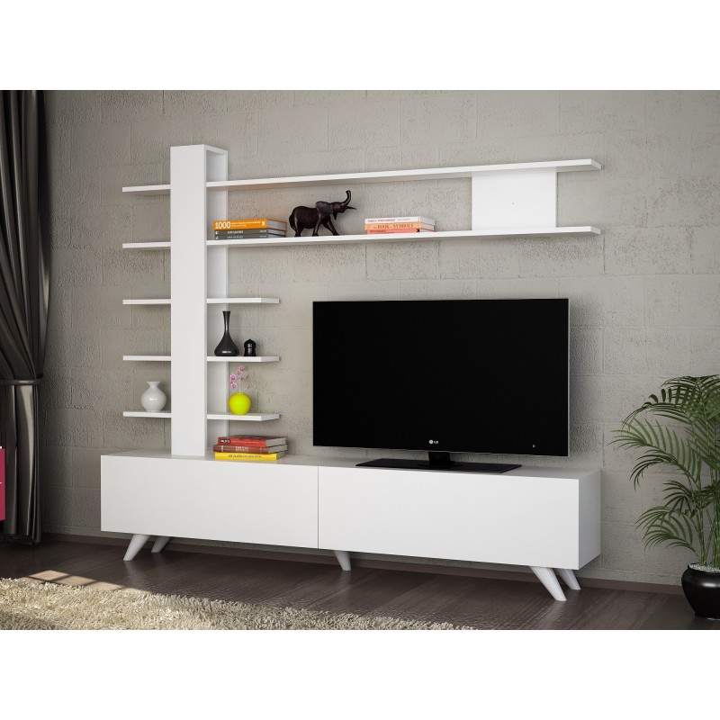 Mueble TV con estante Aleyna blanco - 745DCD3014