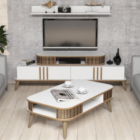 Conjunto de muebles de salón Eylül blanco - 845HCT5220