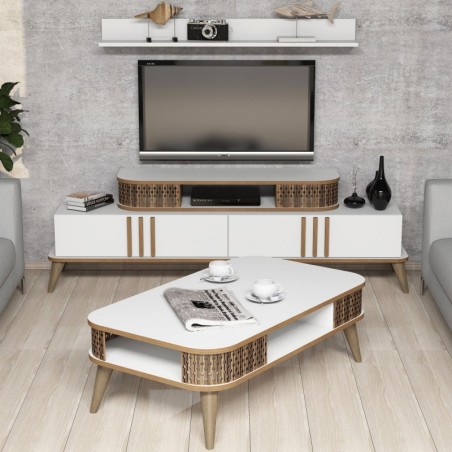 Conjunto de muebles de salón Eylül blanco