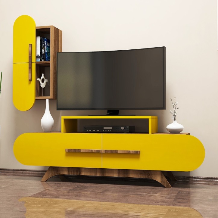 Mueble TV con estante Rose S amarillo nogal