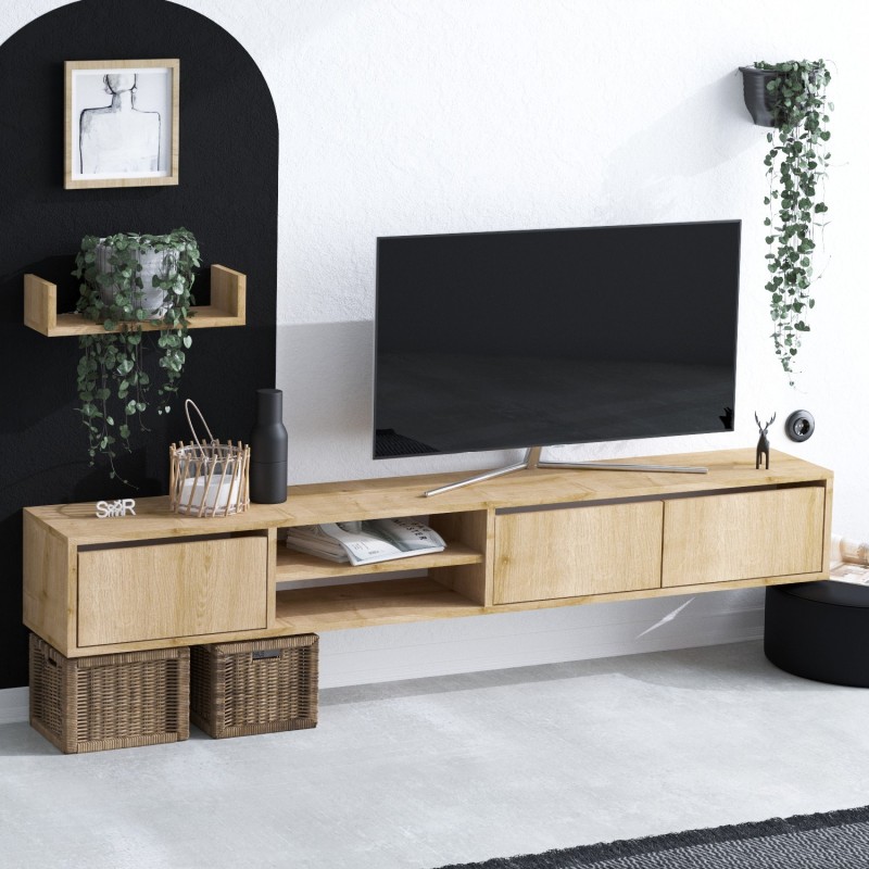 Mueble TV con estante Heka roble zafiro - 393MRD1237