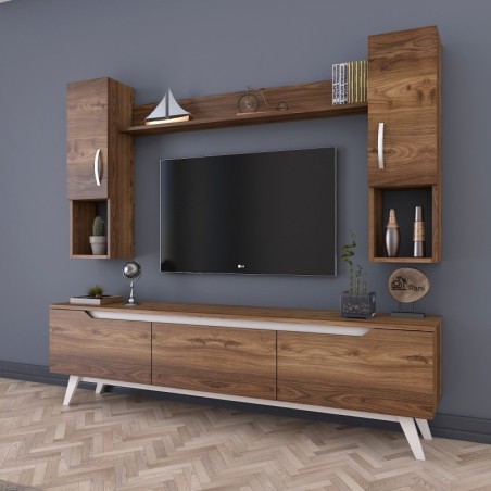 Mueble TV con estante M27-833 nogal blanco