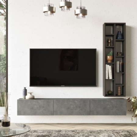 Mueble TV con estante LV9-RL negro plata - 921YRD1118