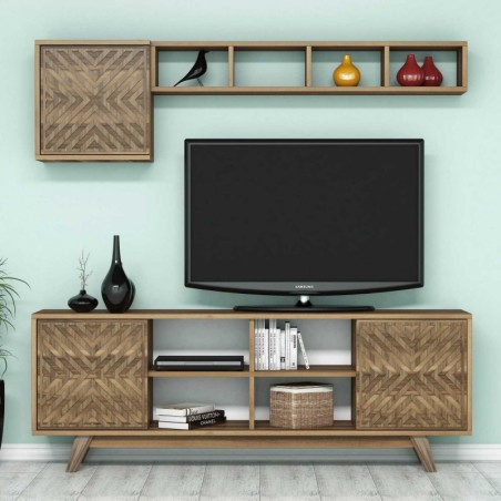 Mueble TV con estante İnci nogal