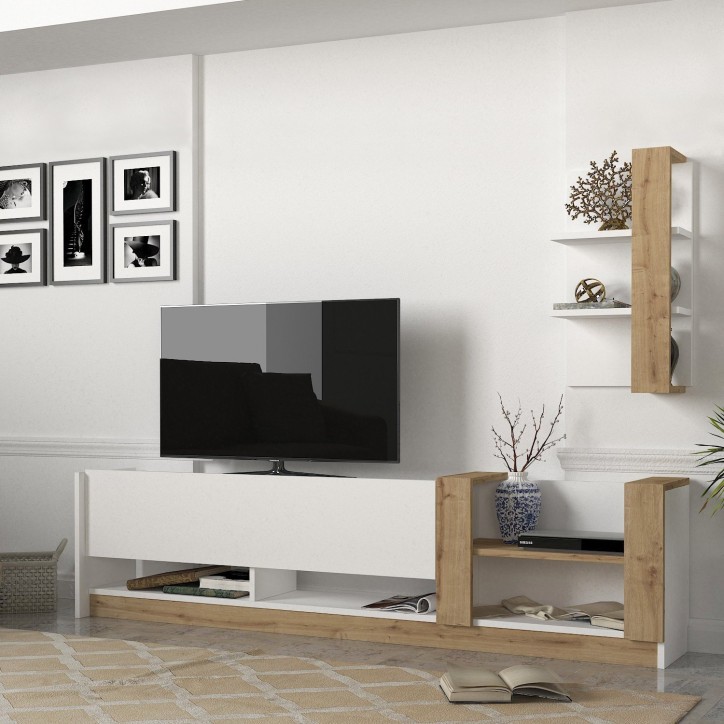 Mueble TV con estante Kazablanka zafiro blanco