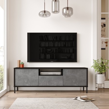 Mueble TV LV2 RL negro plata