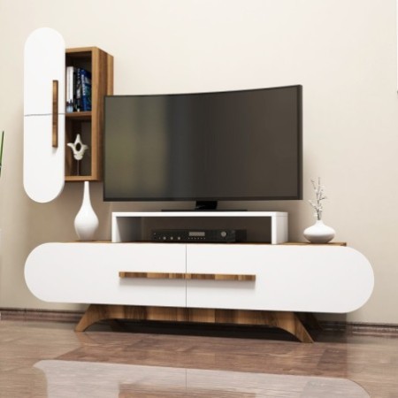 Mueble TV con estante Rose S blanco nogal - 845HCT3053