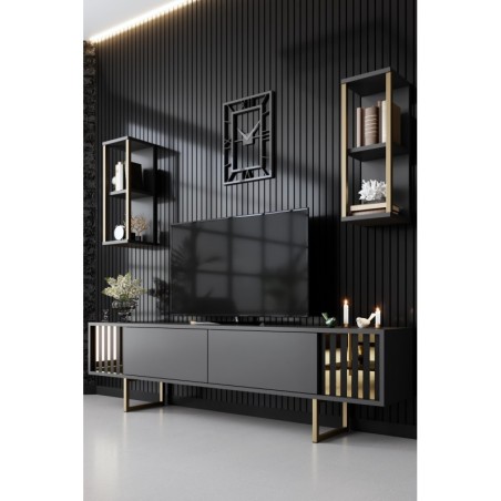 Mueble TV con estante Gold Line antracita negro