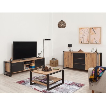 Conjunto de muebles de salón Cosmo -TKM.1 pino atlántico negro