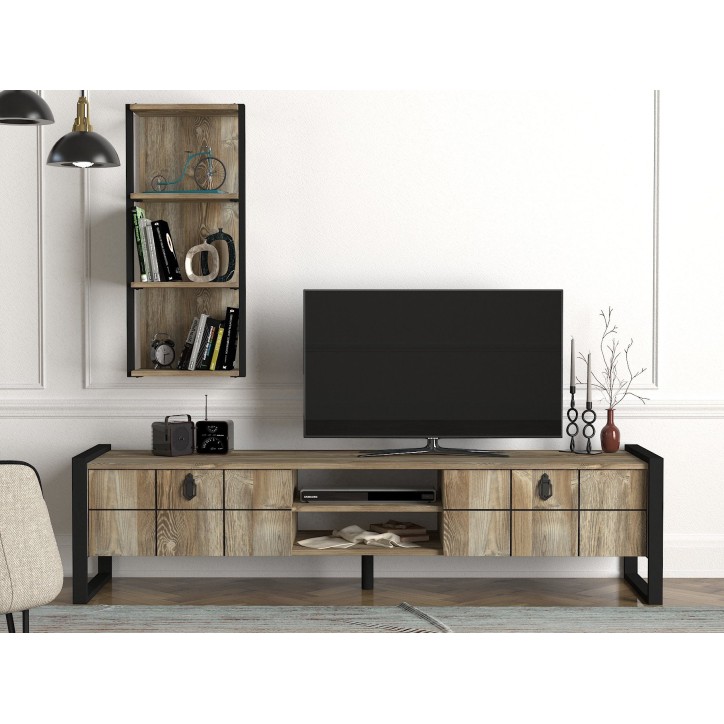 Mueble TV con estante Lost Patik negro nogal