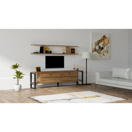 Mueble TV con estante Melis-Lydia nogal - 835PUQ3042