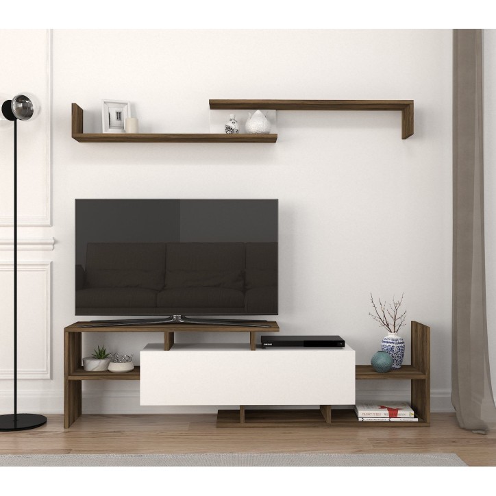 Mueble TV con estante Dream nogal blanco