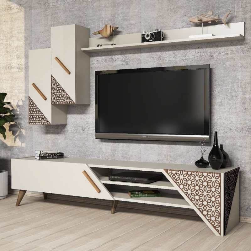 Mueble TV con estante Beril crema - 845HCT3003