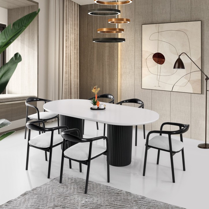 Mesa comedor LI-932 blanco negro