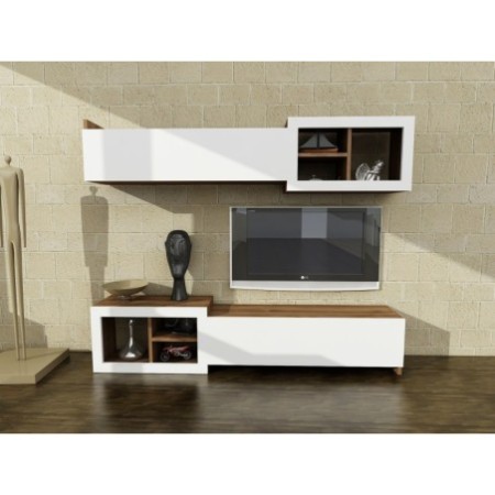 Mueble TV con estante Prag nogal blanco - 756FRN3060