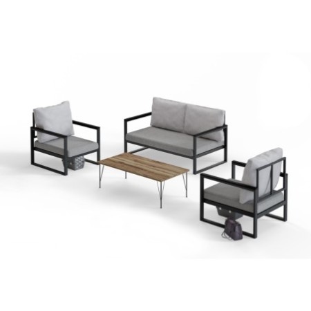 Conjunto de muebles de jardín MTLKNP002 negro beige - 203DRG1502