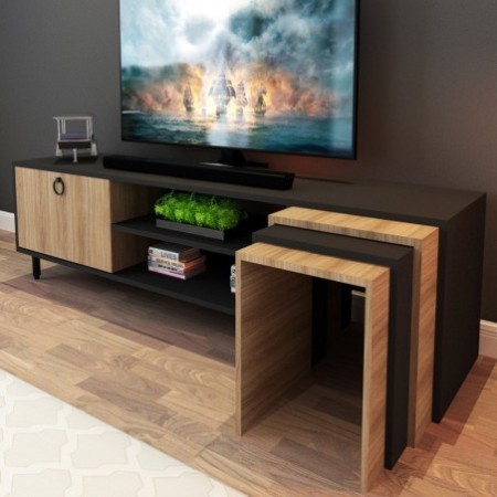 Mueble TV Zigon Sehpalı L503 roble negro - 285LCV1132