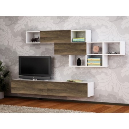 Mueble TV con estante Aristo nogal blanco - 756FRN3044