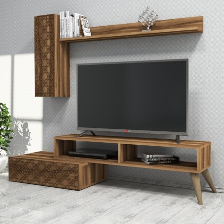 Mueble TV con estante Planet nogal